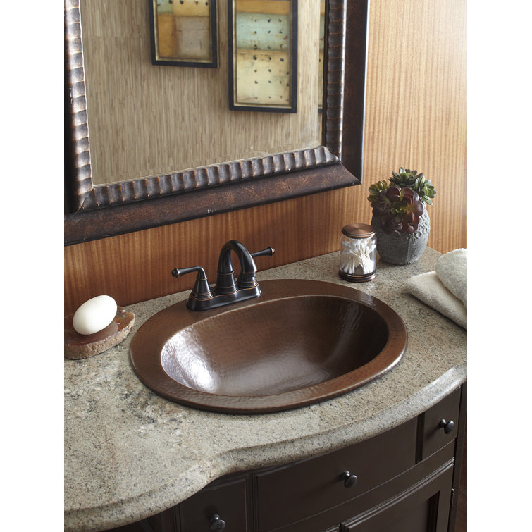 Sinkology Seville 17'' Natural Copper Oval DropIn Bathroom Sink with